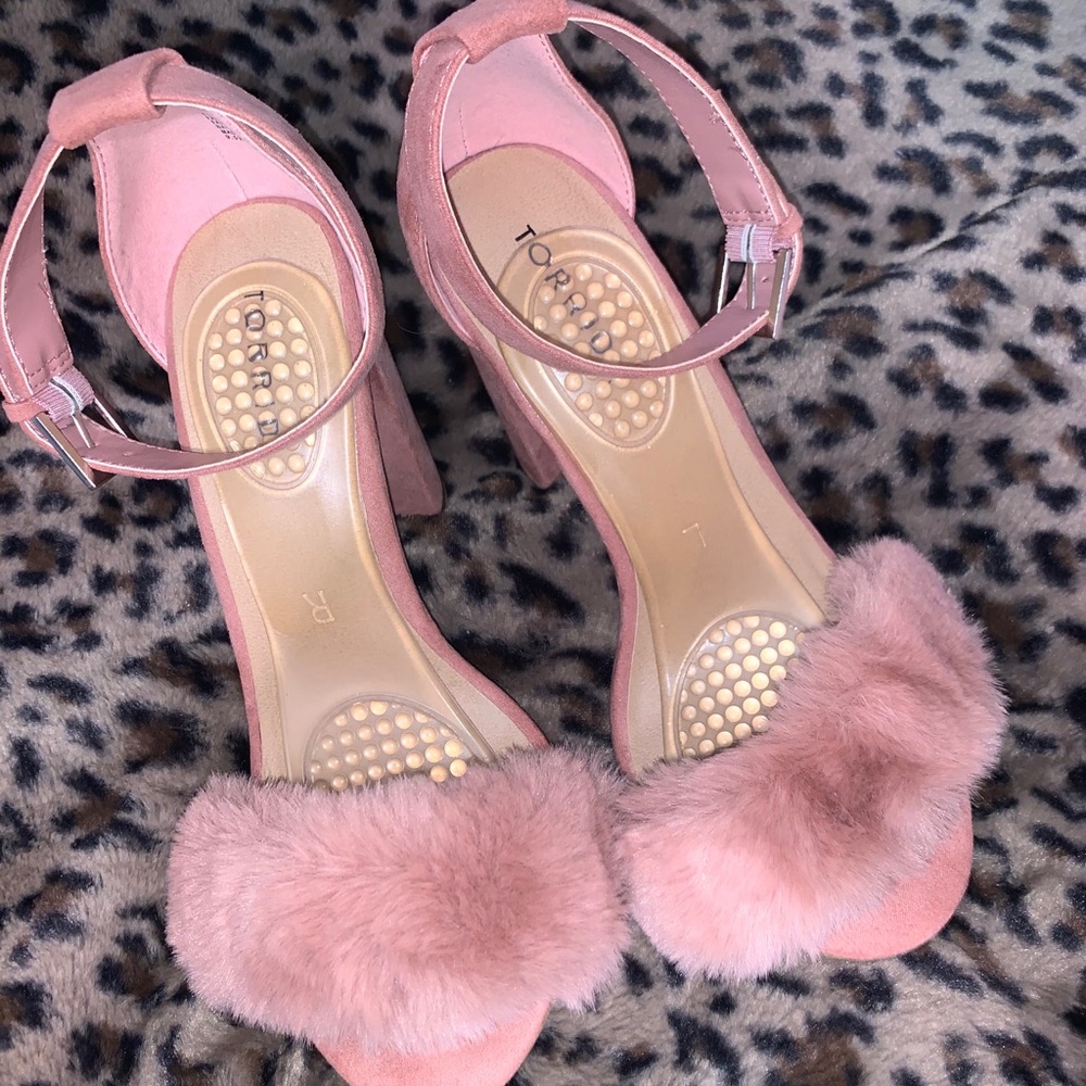 Pink fluffy torrid heels